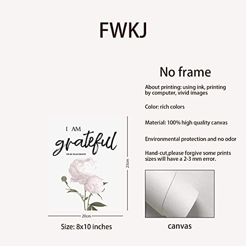 FWK модерна уметност инспиративни цитати растенија розови божји цветни wallидови постери отпечатоци сет од 6 инчиканвас слика) девојка жена спална
