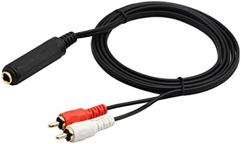 ZdycgTime 6,35 mm до 2 RCA Y Сплитер кабел, позлатен 6,35 mm TRS женски до 2 RCA машки стерео аудио аудио адаптер за проширување на сплитер