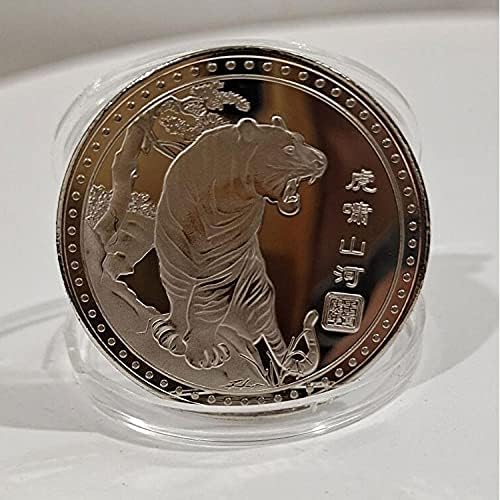 2PCS Cryptocurrency Commorative Coin 2022 година на декорацијата на тигарот животински монета со заштитна корица Лакната монета лична аматерска