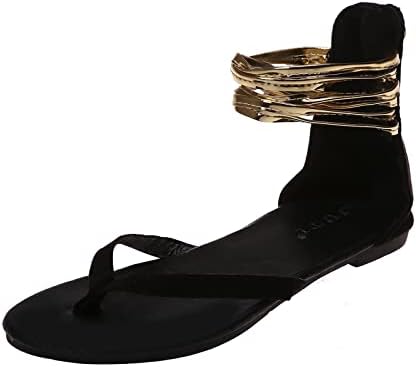 Сандали за жени облечени летни обични клип пети рамни чевли дами стапала римски сандали на плажа