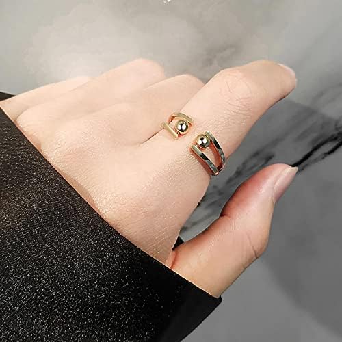Денот на в Valentубените S925 Прилагодлив вртливиот Стерлинг Сребрен прстен отворен прстен за прстен на прстенот на прстенот за прсти со прстен