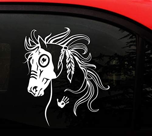 Коњски декларирање - Воен коњ - коњички - го сакам мојот коњ - налепница на домородни американски племенски браник налепници.