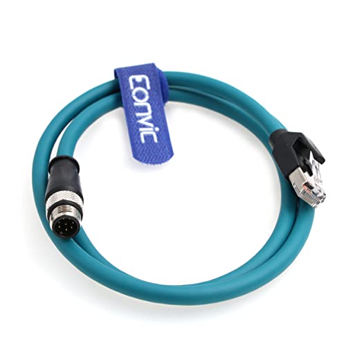 Eonvic M12 до RJ45 Industrial Ethernet 8 Pin Код за сензор за код Gigabit Ethernet CAT-6 Висок флексибилен заштитен кабел за индустриска