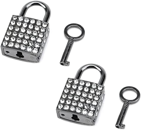 Пуфгуј дијамантски мал квадратен заклучен цинк легура декоративен катанец со клуч ， 1,5 x0.8 x0.5 -2 персонални компјутери