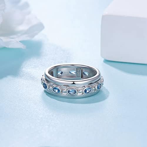 Морски желка Спинер прстени 925 Стерлинг сребрена анксиозна олеснување прстени против вознемиреност стрес прстен фиџет прстени за жени анксиозност