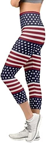 Јога Панталони со Џебови За Жени Американско Знаме Растегливи Јога Панталони Контрола На Стомакот Со Висок Струк Секојдневни