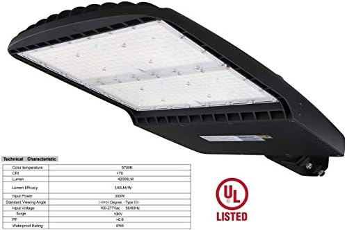 dephen 300W LED Паркинг Светло UL-Наведени, 5700k Led Shoebox Пол Светла 42000Lm Еквивалент 1000W Метал Халид - LED Улично Светло ЗА Надворешна