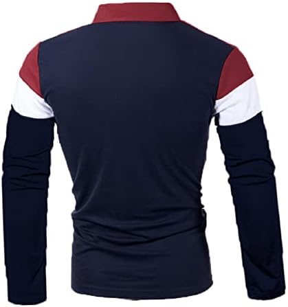 Wocachi 2022 Mens Polo кошули, копчиња со долги ракави на вратот на вратот Врво