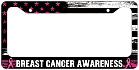 Свесност За Рак На Дојка Рамка За Регистарска Табличка Американско Знаме Автомобилска Ознака Покријте Розова Лента Авто Додатоци