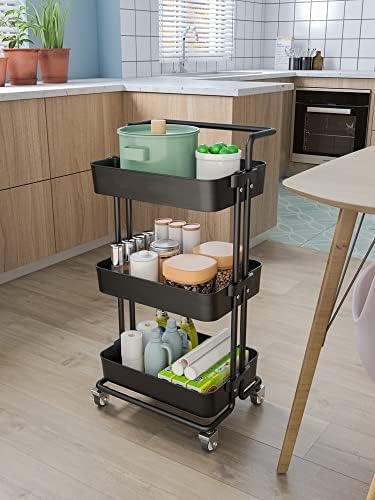 Лујк Мобилна кујна полица за количка за складирање на домаќинства со количка со тркала со тркала