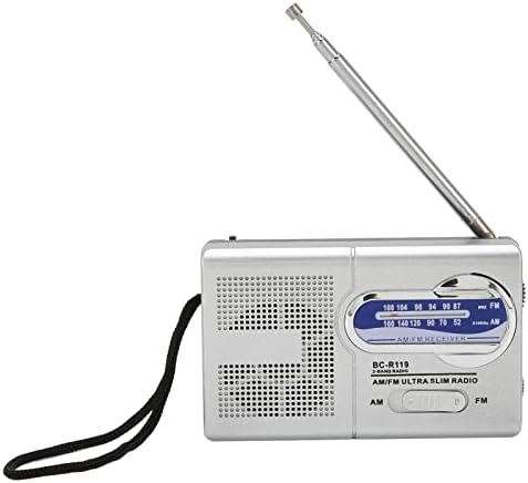 Преносен AM FM радио, компактен рачен транзистор Radios Player, управуван од 2 АА батерија, вграден во звучник со приклучок за слушалки,