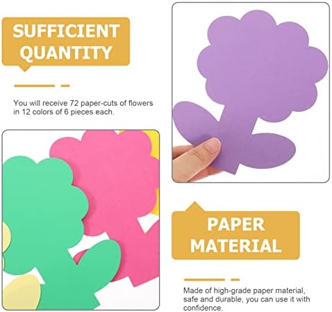 Стобак билтен табла трим 72 парчиња хартија за хартија цвет форма умираат исечоци Име ознака етикета Декорација на училница за DIY деца