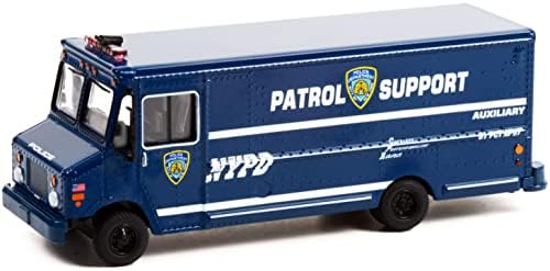 2019 Чекор ван темно сина помошна патрола Поддршка во полицискиот оддел во Newујорк Х.Д. Камиони 1/64 Diecast Model Car од Greenlight