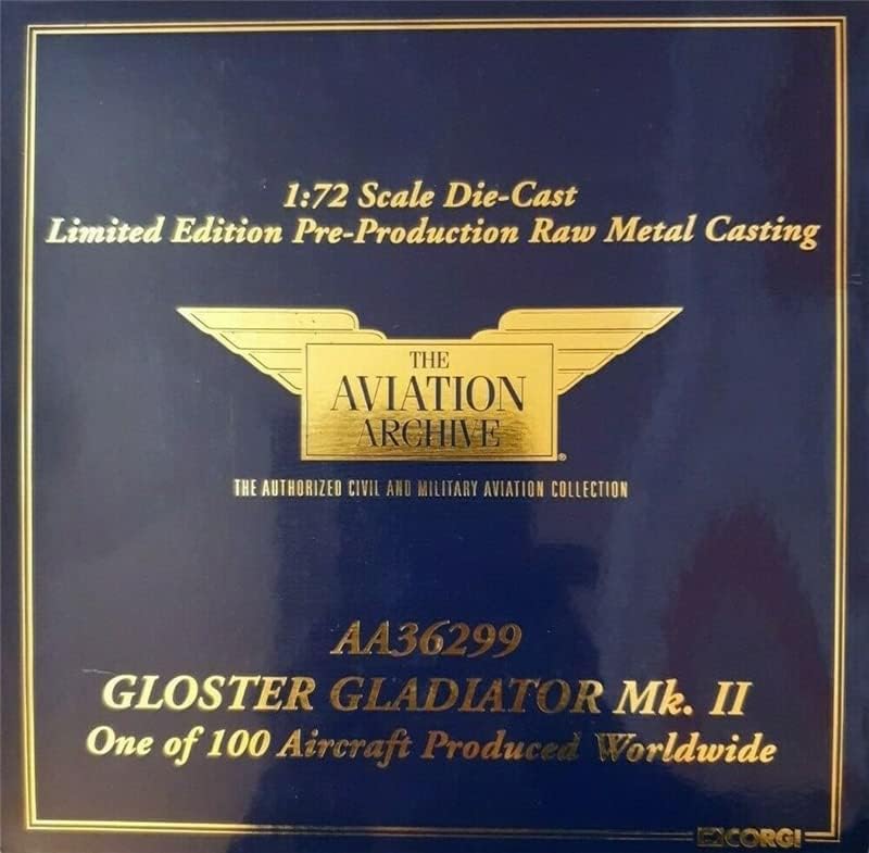 Корги Глистер Гладијатор Мк.и, сурово метализирање ограничено издание 1/72 диекаст Авион претходно изграден модел