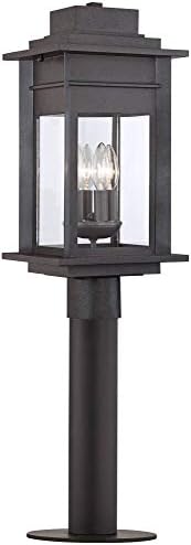 Брансфорд Рустикален отворено Пост со светло постепено LED црна црна шивана сива боја 31 1/2 чиста стакло за надворешна куќа тремот