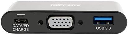 Tripp Lite USB C До VGA Multiport Адаптер w/ USB-Центар &засилувач; Pd Полнење 1080p, USB 3.1 Генерал 1, Thunderbolt 3 Црна