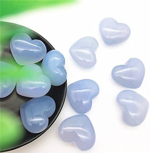 Laaalid xn216 1pc природна голема сина халцедонија кристална камења во форма на срцев камен во форма на медитација за лекување чакра полирани