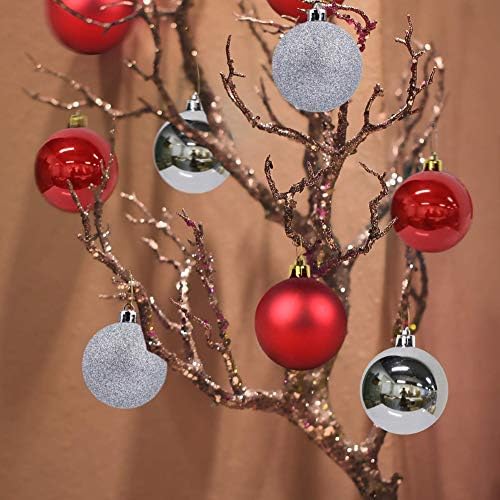 Орнаменти на божиќни топка Maserfaliw 24 парчиња 4/6/8cm Божиќна топка украс бомби бобинки Божиќно дрво прозорец виси декор розово злато 8 см