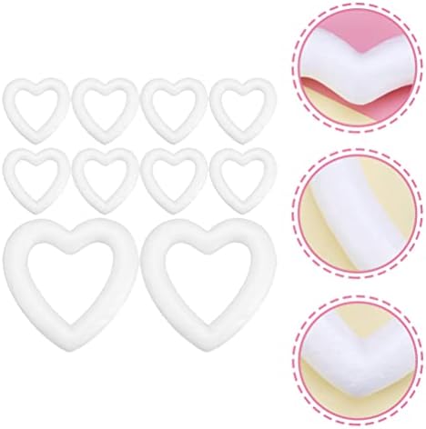 Gadpiparty 10 парчиња бела пена срцев венец форми занаетчиска пена во форма на срце во форма на полистирен пена венец DIY срца за свадбени