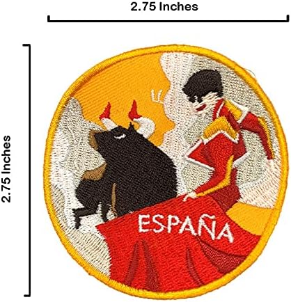 А-Еден 3 парчиња пакет- тркалезна тркалезна значка+Шпанија знаме со знамиња и лепенка, матадор, шпански сувенир, шијте на стап на јакна