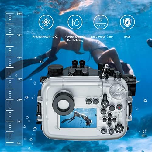 Море жаби Подводна Футрола За Камера Компатибилна Со Sony A6600 90MM IPX8 40m/130ft Максимална Длабочина На Нуркање Водоотпорно Куќиште На Камерата