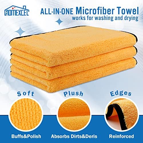 Homexcel микрофибер крпи за автомобил, премија за чистење крпа бесплатно, бесплатно, силна апсорпција на вода, пешкир за сушење