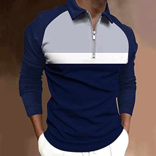 XXBR 2022 Нови поло маици за мажи, поштенски врат со долг ракав блок за крпеница на голф, голф -врвови на двојки за дизајнер на