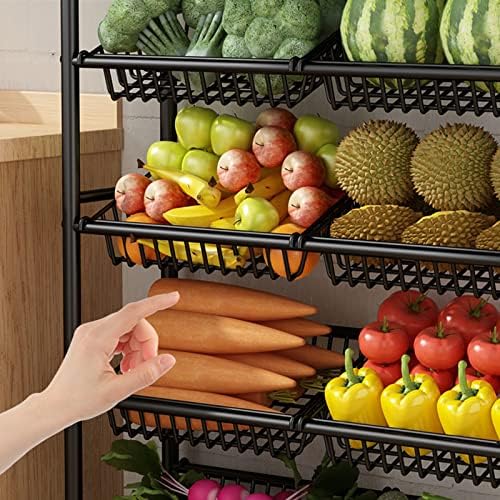 Полици за складирање кујна метална количка за складирање решетката за решетки за повеќе слоеви овошје и зеленчук