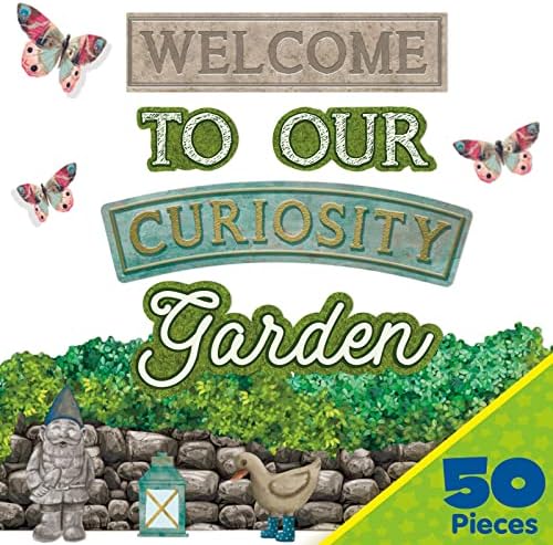 Eureka 847815 Curiosity Garden 'Добредојдовте' Мотивациски билтен во училницата поставена за наставници, повеќебојни, 50 парчиња
