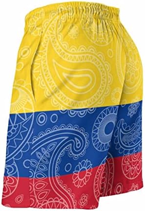 Колумбиско знаме на знамето за пливање на знамето Брзи суви шорцеви за пливање за капење на плажа за пливање шорцеви со џебови