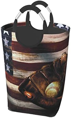 Бејзбол кошница за перење со американско Знаме Преклоплива Перална Попречува Самостојна Водоотпорна Валкана Облека Попречува Со