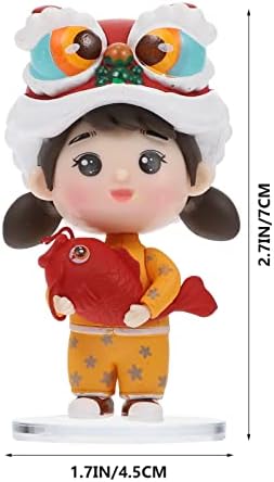 АМОСФУН Кинески новогодишни украси 2023 година Кинески лав танц декор Кинески кукла фигура кинески новогодишни фигурини за торта за новогодишни
