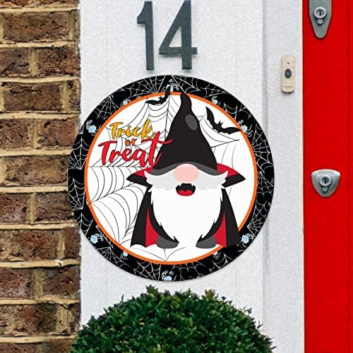 Ноќта на вештерките пајак веб -венец gnome wallиден декор декор метал знак Ноќта на вештерките добредојде врата за закачалка трик или третирајте
