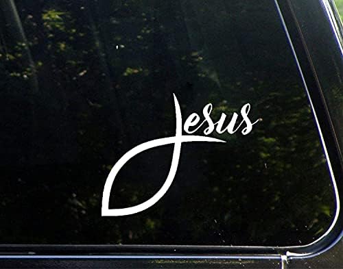 Uesticker 5 x4 Исус и риба христијански симбол винил декларирани налепници на автомобили прозорец wallиден браник Бог христијанин крст