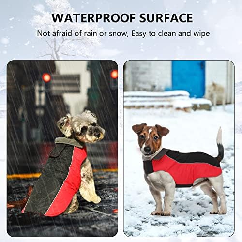 Куче јакна од дожд, водоотпорни мантили, мантил за кучиња водоотпорни, јакни, временски палто за ветерно топол елек, зимски мал медиум - црвен, XL