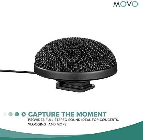 Movo VXR20 360 ° стерео микрофон со ветробранско стакло и куќиште за патување - видео микрофон компатибилен со паметни телефони, камери DSLR