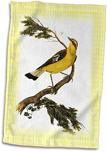 3drose гроздобер жолта птица на гранка со жолта позадина - крпи