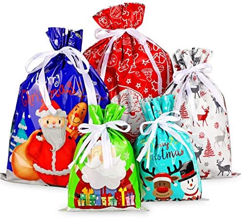 Божиќни Чанти СО Врвка ЗА Влечење ХАУАФ, 30 ПАРЧИЊА Избрани Торби Со Голема Големина Божиќни Торби За Божиќни Забави
