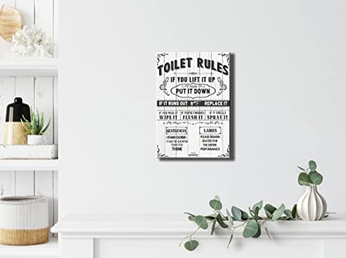 Гонктоз бања платно wallидна уметност рустикална смешна тоалета правила за тоалети wallидни декор отпечатоци знак дрво позадина бања со слики