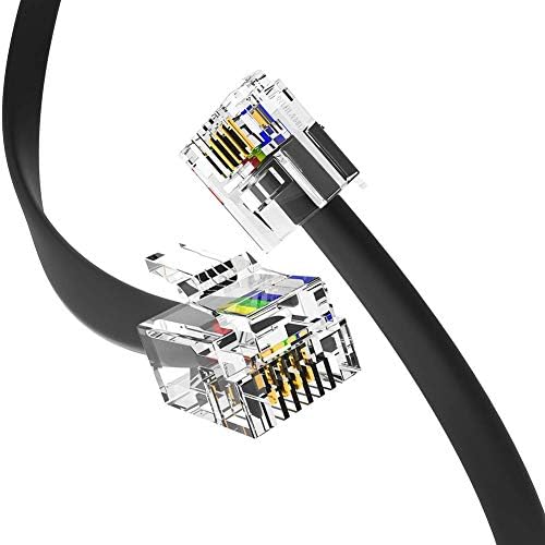 Телефонски кабел од 3 инчи, професионално одделение направено во САД, приклучоци за машки RJ11 6P4C со 50 микрони златни контакти, кабел за чиста