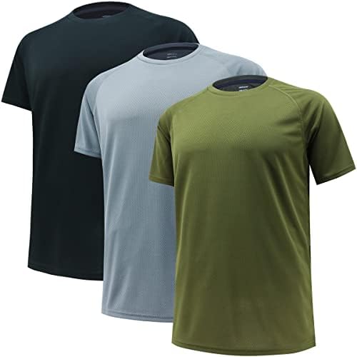Кошули за вежбање со мажи Краток ракав - суво вклопувачки маички за влага - салата кошули мажи атлетски, кошули за трчање пакуваат брзо суво