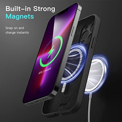 Џетех Магнетна Силиконска Кутија за iPhone 13 Pro Max 6,7-Инчен, Компатибилен Со MagSafe, Капак На Телефонот Со Целосна Заштита На Објективот