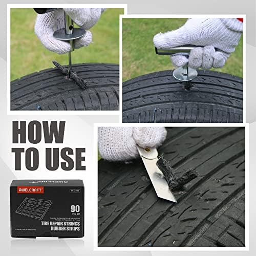 Awelcraft гуми за поправка на гуми 90 парчиња 4 црни, автомобилски алатки за поправка на гуми за алатки за безжични гуми од