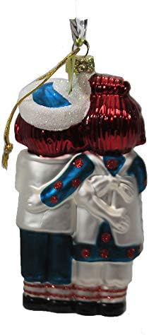 Празничен украс ретро кукла стакло Раггеди Ен Енди Божиќ - 1 украс 4,50 инчи - GO4216 - разнобојно