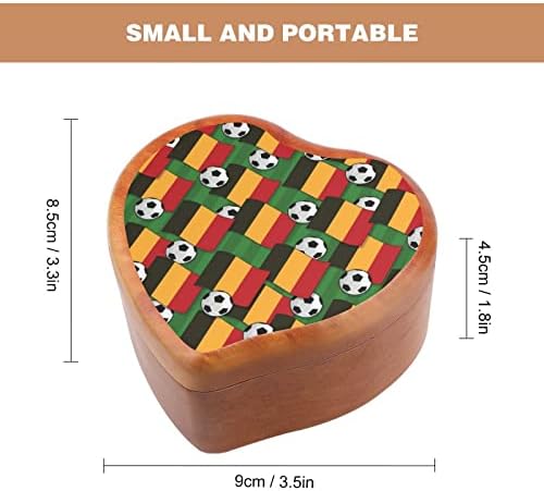 Белгија Фудбал Фудбалска шема Дрвена музичка кутија ветровито во форма на срцеви печатени музички кутии случај за роденден на годишнината од