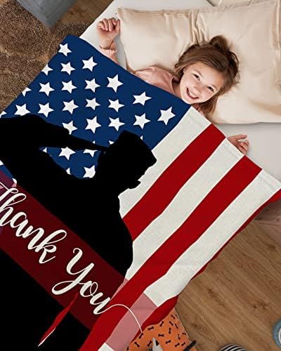 Бебе ќебиња меко пријатно фрлање ќебе за девојчиња Денот на независноста на момчињата Ви благодариме на војниците ленти starsвезди 4 -ти јули Детско ќебе, симпатично ?