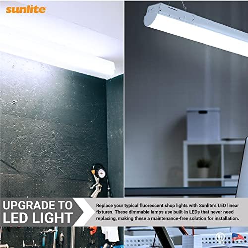 Sunlite 85356 3 ft. LED гаража Линеарна теата за осветлување на лентата за лента, плакнење на таванот, 25 вати, 5000 - супер бело