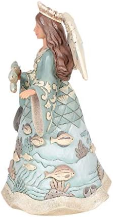 ЕНЕСКО Jimим Шор Срцето Крик Крик крајбрежен ангел кој држи риба фигура, 9,5 инчи, повеќебојни