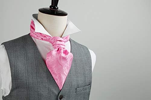 HISDERN Ascot Врски За Мажи Paisley Цветни Ascot И Џеб Плоштад Постави Класичен Само Вратоврска Менс Cravat Шамиче За Свадба