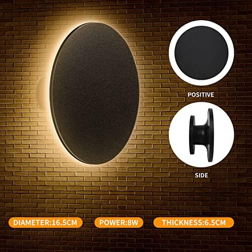LED wallидна светлина на отворено, Fudesy Modern Wall Sconce IP65 водоотпорен, 8W топло бело 3000K, црна надворешна wallидна осветлување Пластична